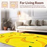 Ultra Soft Area Rug, Non Slip, Stain Resistant, Washable Area Rugs for Living Room, Bedroom, Joyful Cartoonish Fruit Theme(Yellow)