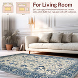 Ultra Soft Area Rug, Non Slip, Stain Resistant, Washable Area Rugs for Living Room, Bedroom, Elegant Soft Patterned Motif(Ivory)