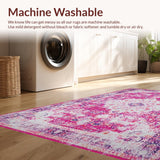 Ultra Soft Area Rug, Non Slip, Stain Resistant, Washable Area Rugs for Living Room, Bedroom, Rustic Soft Pink Geometric Design(Pink)