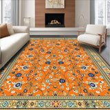 Ultra Soft Area Rug, Non Slip, Stain Resistant, Washable Area Rugs for Living Room, Bedroom, Vibrant Multi-Color Floral Elegance(Orange)