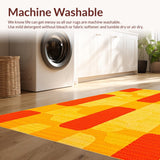 Ultra Soft Area Rug, Non Slip, Stain Resistant, Washable Area Rugs for Living Room, Bedroom, Artful Cookie Motif with Cheerful Hues(Orange)