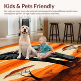 Ultra Soft Area Rug, Non Slip, Stain Resistant, Washable Area Rugs for Living Room, Bedroom, Vibrant Elephant Silhouette Design(Orange)
