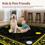 Ultra Soft Area Rug, Non Slip, Stain Resistant, Washable Area Rugs for Living Room, Bedroom, Charming Cat Silhouette Motif(Black)