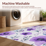 Ultra Soft Area Rug, Non Slip, Stain Resistant, Washable Area Rugs for Living Room, Bedroom, Delicate Botanical Harmony Scheme(Purple)