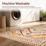 Ultra Soft Area Rug, Non Slip, Stain Resistant, Washable Area Rugs for Living Room, Bedroom, Vibrant Vintage Geometric Flair(Orange)