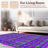 Ultra Soft Area Rug, Non Slip, Stain Resistant, Washable Area Rugs for Living Room, Bedroom, Dynamic Learning-Focused Lattice Style(Purple)