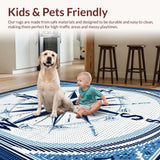 Ultra Soft Area Rug, Non Slip, Stain Resistant, Washable Area Rugs for Living Room, Bedroom, Sophisticated Compass Rose Arrangement(Blue)