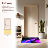 Ultra Soft Area Rug, Non Slip, Stain Resistant, Washable Area Rugs for Living Room, Bedroom, Modern Gradient Color Burst(Black)