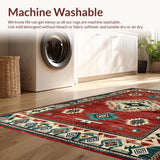 Ultra Soft Area Rug, Non Slip, Stain Resistant, Washable Area Rugs for Living Room, Bedroom, Cozy Farmhouse Patterned Design(Red)