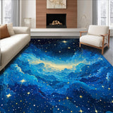 Ultra Soft Area Rug, Non Slip, Stain Resistant, Washable Area Rugs for Living Room, Bedroom, Dynamic Galactic Swirl Design(Blue)