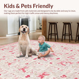 Ultra Soft Area Rug, Non Slip, Stain Resistant, Washable Area Rugs for Living Room, Bedroom, Blush Bow and Cherry Accent Rug Pattern(Pink)