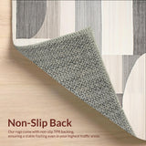 Ultra Soft Area Rug, Non Slip, Stain Resistant, Washable Area Rugs for Living Room, Bedroom, Modern Abstract Beige Area Geometric Slate Design(Gray)