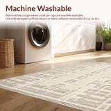 Ultra Soft Area Rug, Non Slip, Stain Resistant, Washable Area Rugs for Living Room, Bedroom, Rustic High-Low Floral Motif(Beige)