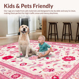 Ultra Soft Area Rug, Non Slip, Stain Resistant, Washable Area Rugs for Living Room, Bedroom, Charming Floral Playful Aesthetic(White)