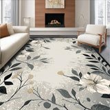 Ultra Soft Area Rug, Non Slip, Stain Resistant, Washable Area Rugs for Living Room, Bedroom, Stylish Abstract Botanical Theme(Gray)