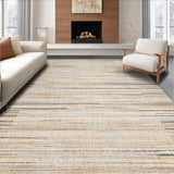 Ultra Soft Area Rug, Non Slip, Stain Resistant, Washable Area Rugs for Living Room, Bedroom, Sustainable Casual Striped Aesthetic(Beige)