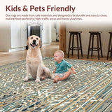 Ultra Soft Area Rug, Non Slip, Stain Resistant, Washable Area Rugs for Living Room, Bedroom, Inviting Soft-Toned Circular Style(Blue)