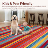 Ultra Soft Area Rug, Non Slip, Stain Resistant, Washable Area Rugs for Living Room, Bedroom, Dynamic Red-Blue Yellow Fusion(Red)