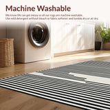 Ultra Soft Area Rug, Non Slip, Stain Resistant, Washable Area Rugs for Living Room, Bedroom, Chic Entryway Rug Featuring Graphic Stripe Motif, Minimalist Linear Art Style(Black)