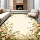 Ultra Soft Area Rug, Non Slip, Stain Resistant, Washable Area Rugs for Living Room, Bedroom, Hallway Runner with Beige and Green Floral Design(Beige)