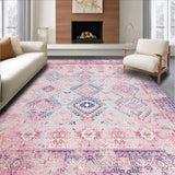 Ultra Soft Area Rug, Non Slip, Stain Resistant, Washable Area Rugs for Living Room, Bedroom, Cozy Textured Geometric Artwork(Pink)