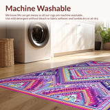 Ultra Soft Area Rug, Non Slip, Stain Resistant, Washable Area Rugs for Living Room, Bedroom, Lavish Diamond Trellis Visual Appeal(Purple)