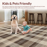 Ultra Soft Area Rug, Non Slip, Stain Resistant, Washable Area Rugs for Living Room, Bedroom, Sophisticated Abstract Diamond Layout(Beige)