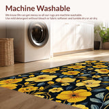 Ultra Soft Area Rug, Non Slip, Stain Resistant, Washable Area Rugs for Living Room, Bedroom, Lively Textured Floral Elegance(Yellow)