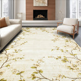 Ultra Soft Area Rug, Non Slip, Stain Resistant, Washable Area Rugs for Living Room, Bedroom, Boho Chic Area Distressed Floral Low Pile(Beige)