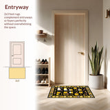 Ultra Soft Area Rug, Non Slip, Stain Resistant, Washable Area Rugs for Living Room, Bedroom, Serene Cozy Cat-Inspired Decoration(Black)