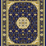 Ultra Soft Area Rug, Non Slip, Stain Resistant, Washable Area Rugs for Living Room, Bedroom, Elegant Swirl Pattern in Navy(Blue)