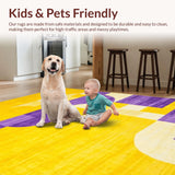 Ultra Soft Area Rug, Non Slip, Stain Resistant, Washable Area Rugs for Living Room, Bedroom, Happy Artistic Textured Style(Yellow)