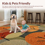 Ultra Soft Area Rug, Non Slip, Stain Resistant, Washable Area Rugs for Living Room, Bedroom, Vibrant Abstract Earthy Tones(Orange)