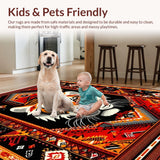 Ultra Soft Area Rug, Non Slip, Stain Resistant, Washable Area Rugs for Living Room, Bedroom, Vibrant Abstract Tiger Motif(Red)