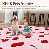 Ultra Soft Area Rug, Non Slip, Stain Resistant, Washable Area Rugs for Living Room, Bedroom, Adorable Cartoon Fruit Design(Pink)