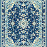 Ultra Soft Area Rug, Non Slip, Stain Resistant, Washable Area Rugs for Living Room, Bedroom, Rustic Cream and Gold Medallion(Blue)