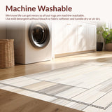 Ultra Soft Area Rug, Non Slip, Stain Resistant, Washable Area Rugs for Living Room, Bedroom, Contemporary Beige Area Minimalist Linear(Beige)