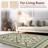 Ultra Soft Area Rug, Non Slip, Stain Resistant, Washable Area Rugs for Living Room, Bedroom, Earthy Toned Geometric Elegance(Ivory)