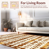 Ultra Soft Area Rug, Non Slip, Stain Resistant, Washable Area Rugs for Living Room, Bedroom, Rustic Earthy Cow Motif(Brown)