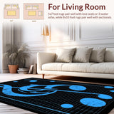 Ultra Soft Area Rug, Non Slip, Stain Resistant, Washable Area Rugs for Living Room, Bedroom, Vibrant Abstract Music Composition(Blue)