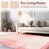 Ultra Soft Area Rug, Non Slip, Stain Resistant, Washable Area Rugs for Living Room, Bedroom, Calming Soft Pink Rounded Patterns(Pink)