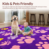 Ultra Soft Area Rug, Non Slip, Stain Resistant, Washable Area Rugs for Living Room, Bedroom, Cute Colorful Whimsical Print Design(Purple)