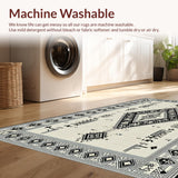 Ultra Soft Area Rug, Non Slip, Stain Resistant, Washable Area Rugs for Living Room, Bedroom, Contemporary Neutral Lattice Aesthetic(White)