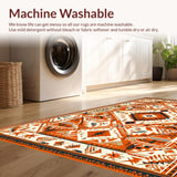 Ultra Soft Area Rug, Non Slip, Stain Resistant, Washable Area Rugs for Living Room, Bedroom, Aztec-Inspired Earthy Tones(Orange)