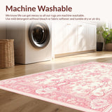 Ultra Soft Area Rug, Non Slip, Stain Resistant, Washable Area Rugs for Living Room, Bedroom, Lush Soft Colorful Foliage Display(Pink)