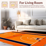 Ultra Soft Area Rug, Non Slip, Stain Resistant, Washable Area Rugs for Living Room, Bedroom, Whimsical Basketball Graphics Style(Orange)