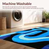 Ultra Soft Area Rug, Non Slip, Stain Resistant, Washable Area Rugs for Living Room, Bedroom, Trippy Geometric Blue Pattern(Blue)