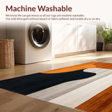 Ultra Soft Area Rug, Non Slip, Stain Resistant, Washable Area Rugs for Living Room, Bedroom, Black Orange Brown Abstract Geometric Shape Washable Area Rug(Orange)