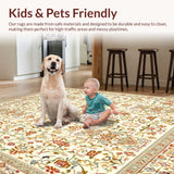 Ultra Soft Area Rug, Non Slip, Stain Resistant, Washable Area Rugs for Living Room, Bedroom, Woven Beige Boho Round(Beige)