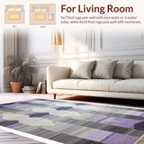 Ultra Soft Area Rug, Non Slip, Stain Resistant, Washable Area Rugs for Living Room, Bedroom, Transitional Grey Lavender Trellis Art(Purple)